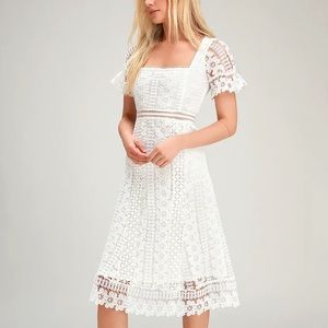 Lulus White Lace Midi Dress/ Spring dress/Summer dress/Special occasion dress/XL
